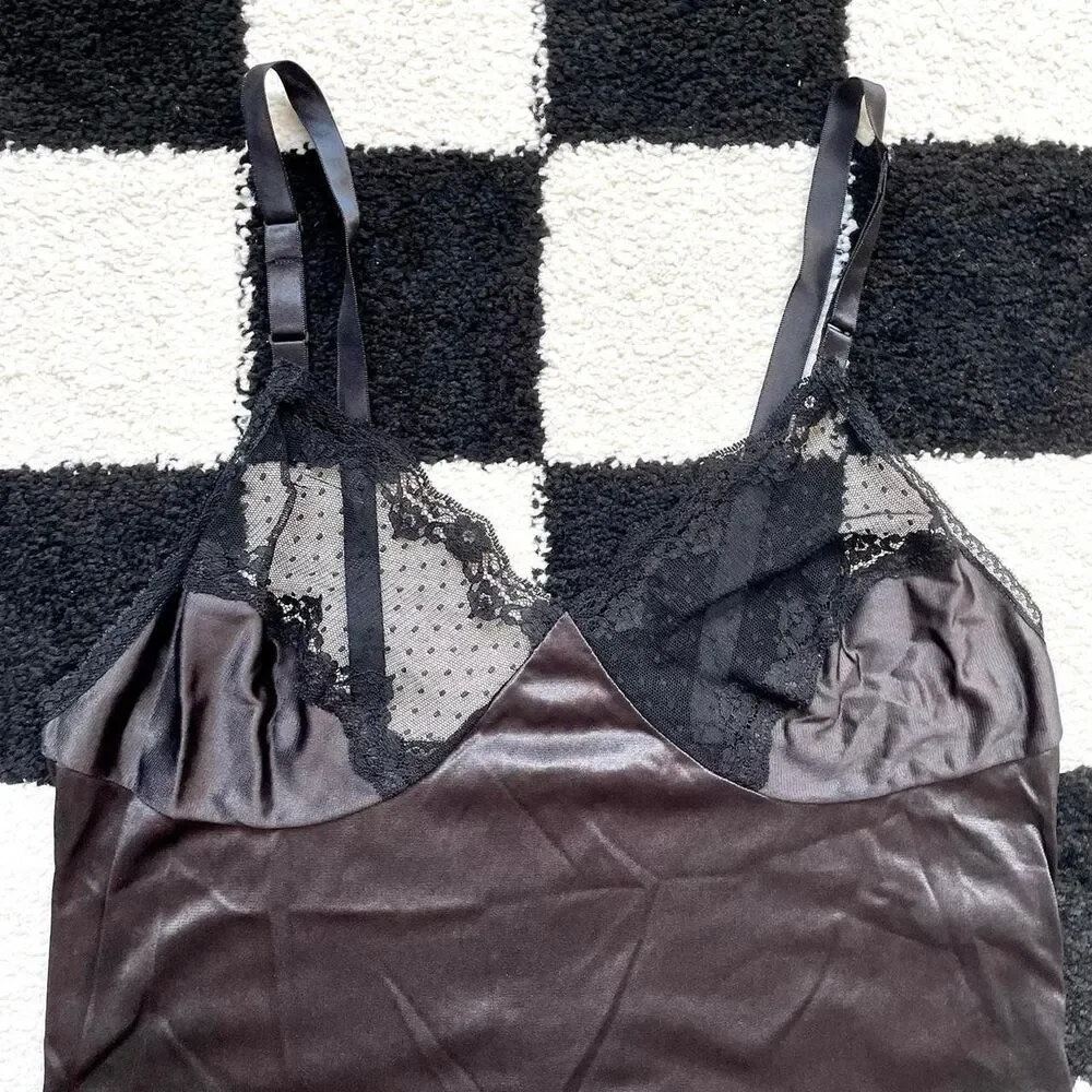 Vintage Black Nylon Slip Dress - Picture 3 of 4